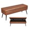Leather Storage Ottoman Bench, PU Leather Upholstered Bench with Metal Legs for Entryway